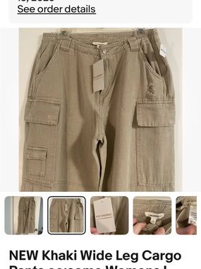 eesome Olive Khaki Wide-Leg Cargo Pants